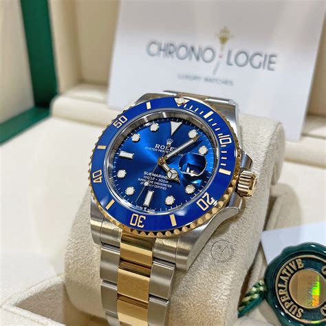 rolex submariner gold and steel blue|rolex 126613lb price.